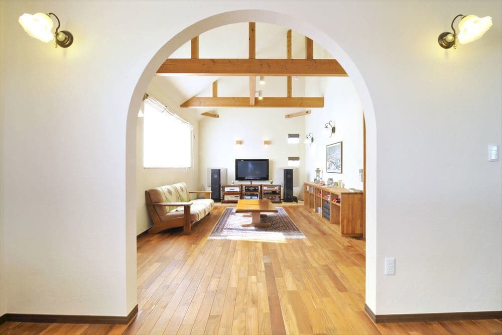 リゾートホテルのようなアール壁